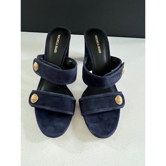 VERONICA BEARD Galea Slide eclipse navy  suede Sandal heels size 9.5 - Picture 5 of 9